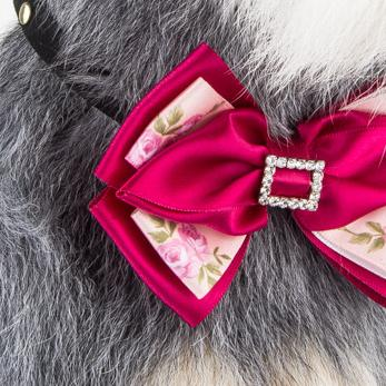 Adjustable Pet Bow Tie Collar – Stitched Silk Diamond Print Bow Tie for Cats & Dogs