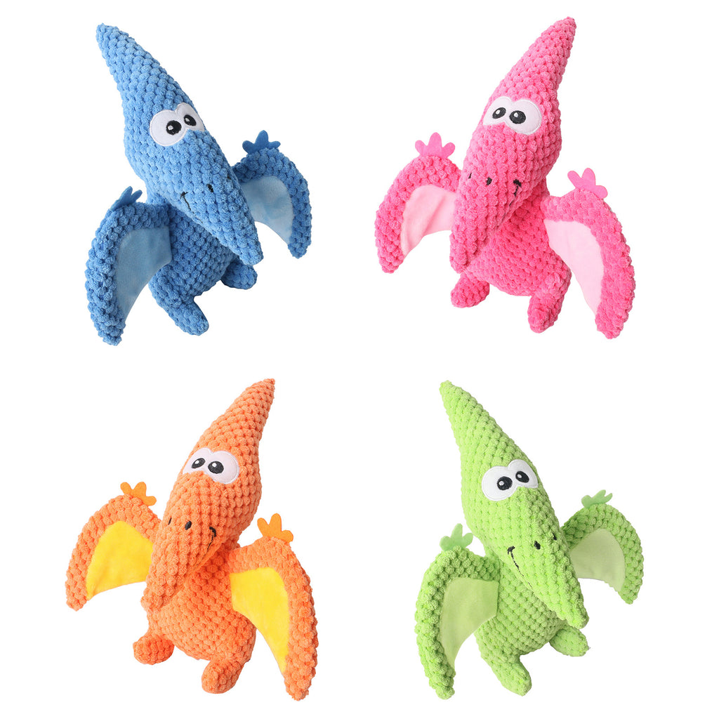 Plush Pterosaur Dog Toy – Squeaky Crinkle Dinosaur Chew Toy for Puppies & Small to Medium Dogs