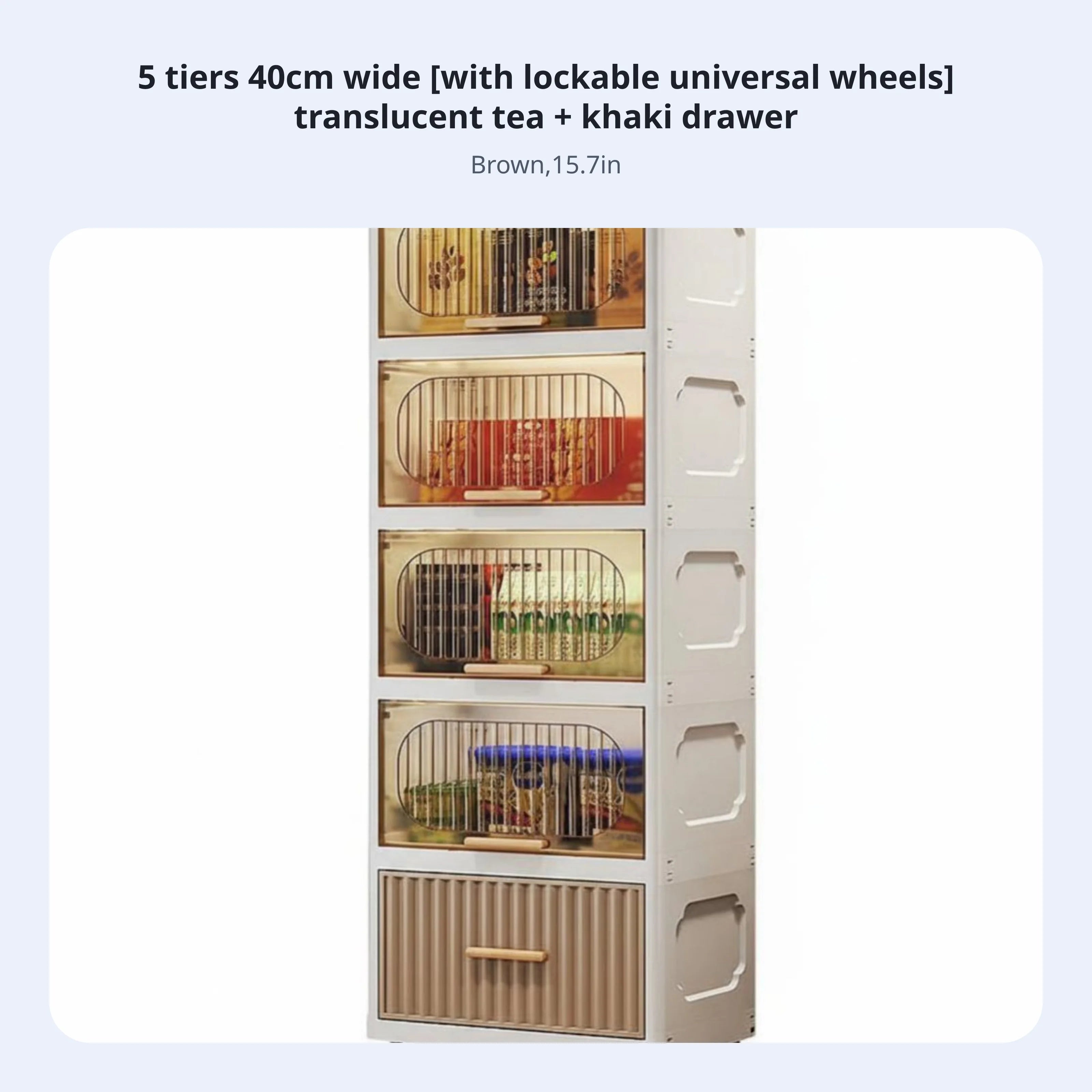 Multi-Tier Organizer hinged-lid reach Wheeled Crevice Cabinet Space Saving Easy Assembly for Students, Kitchen
