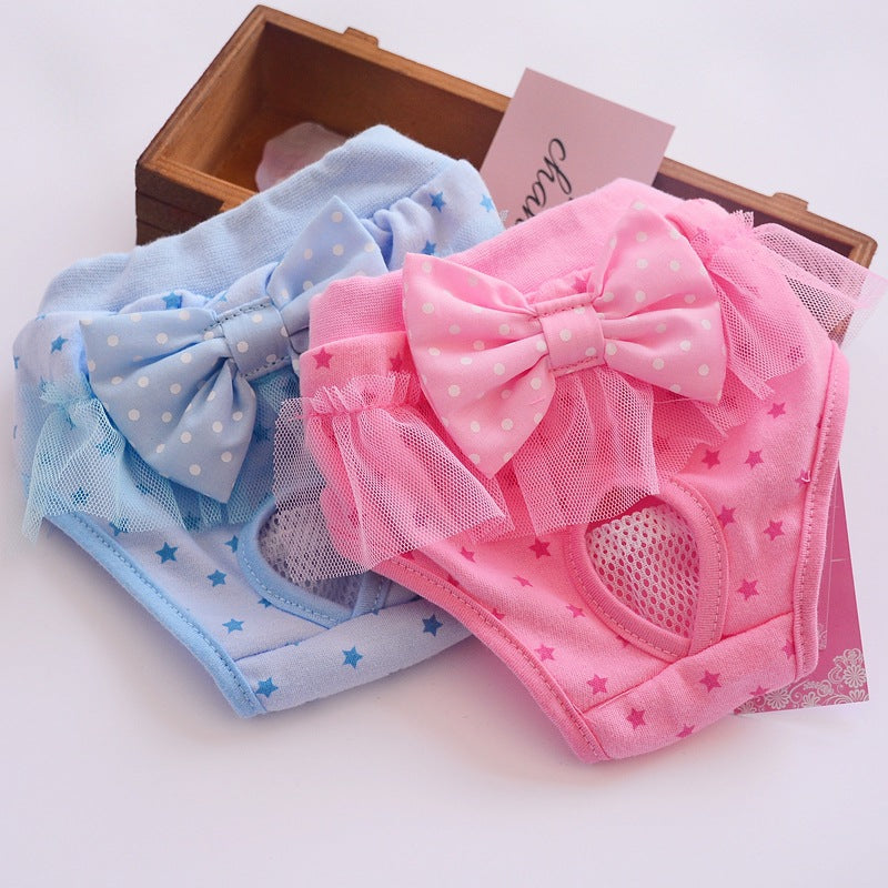 Lace Princess Pet Diaper – Reusable Floral Hygiene Pants for Female Dogs