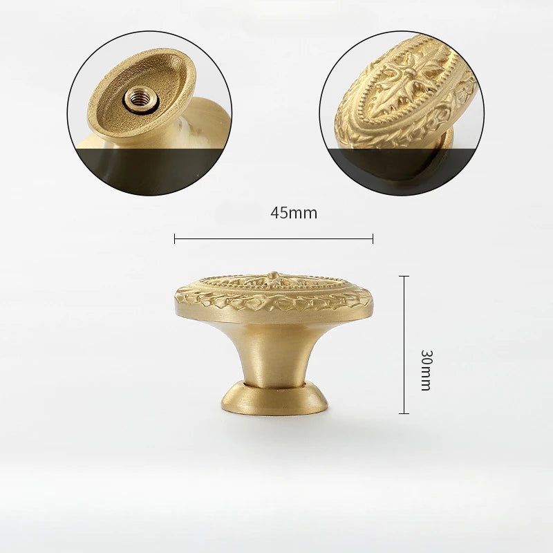 1pcs Round Brass Gold Furniture Handles For Drawers Bathroom Kitchen Storage Cabinet Pulls Wardrobe Shoe Cupboard Door Knob