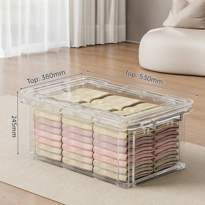 Large Transparent Storage Box with Lid – Stackable Organizer for Clothes, Toys & Household Essentials