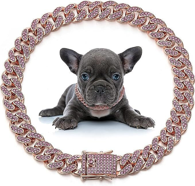 Luxury Cuban Link Pet Collar | Rhinestone Necklace for Dogs & Cats