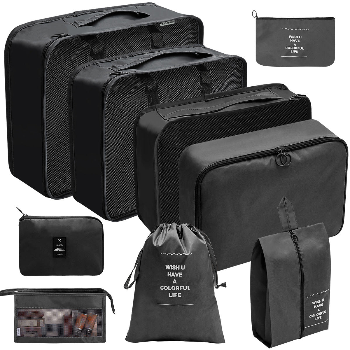 Travel Storage Bag Set for Toiletries Cosmetics and Digital Accessories