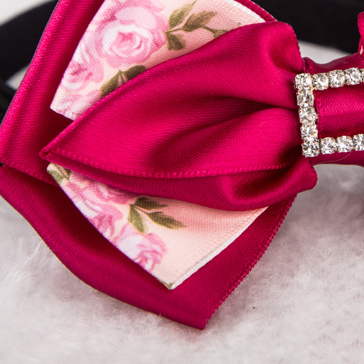 Adjustable Pet Bow Tie Collar – Stitched Silk Diamond Print Bow Tie for Cats & Dogs