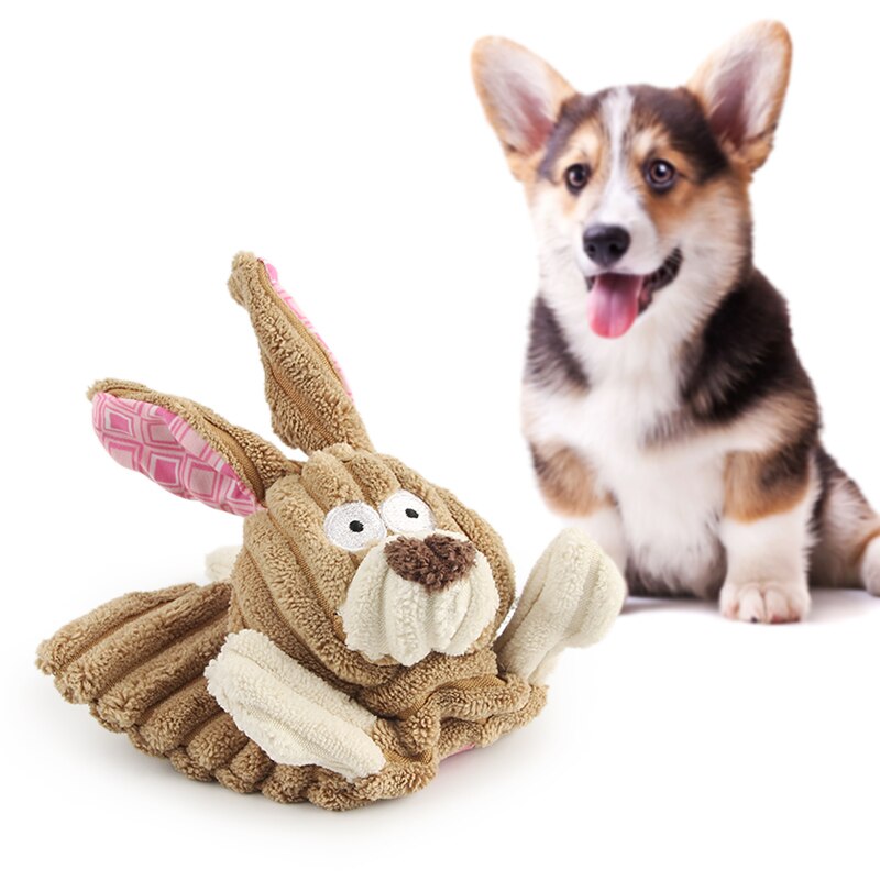 Corduroy Squeaky Dog Toy | Plush Animal Chew Toy for Puppies & Dogs