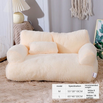 Luxury Plush Pet Sofa Bed – Cozy Warm Cat & Small Dog Bed with Pillow