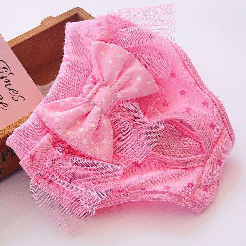 Lace Princess Pet Diaper – Reusable Floral Hygiene Pants for Female Dogs