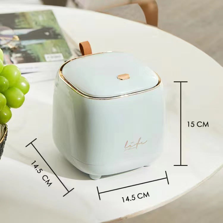 Desktop Trash Can with Lid – Press-Top Mini Waste Bin for Coffee Table, Office & Bathroom