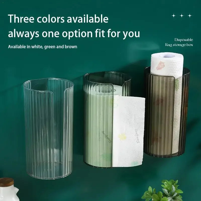 Wall-mounted Bathroom Tissue Box Transparent Kitchen Paper Storage Case Punch-free Toilet Napkins Holder Organizer Case