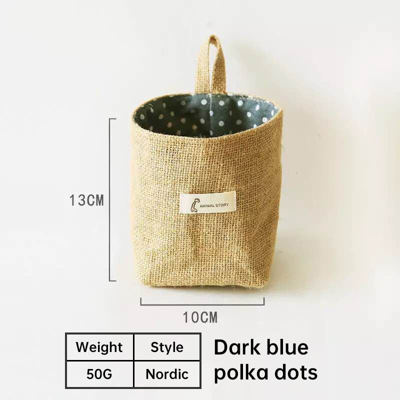 Cotton and Linen Storage Hanging Bag Wall Hanging Behind The Door Tabletop Debris Jute Storage Bag Bathroom