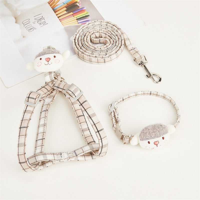 Plaid Adjustable Pet Harness & Leash Set – Anti-Slip Vest Harness for Cats & Small Dogs