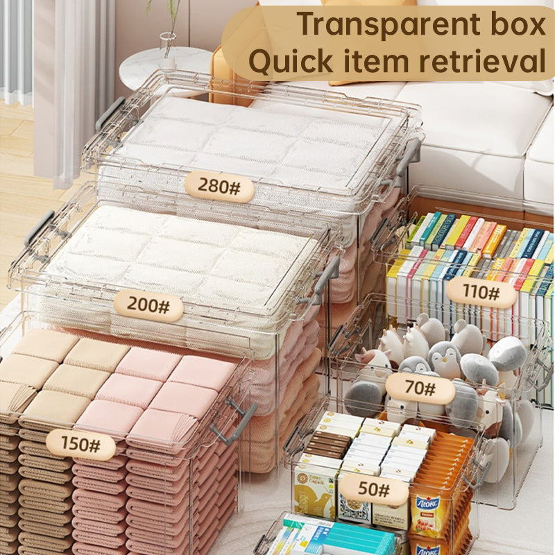 Large Transparent Storage Box with Lid – Stackable Organizer for Clothes, Toys & Household Essentials