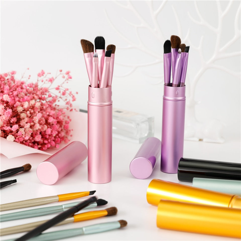 5-Piece Mini Makeup Brush Set – Portable Eye Makeup Brushes for Travel