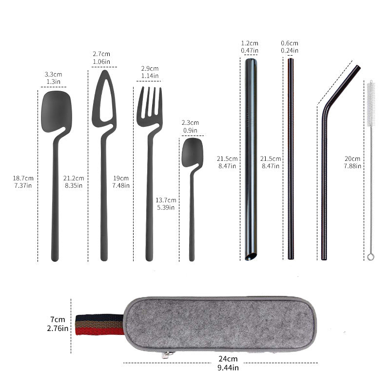 Portable Stainless Steel Cutlery Set – Reusable Travel Utensils with Zipper Storage Case