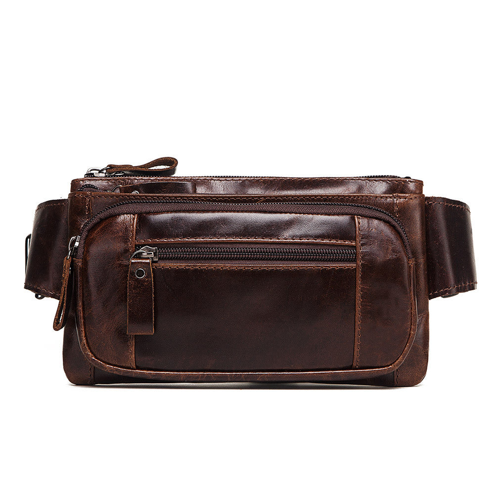 Genuine Leather Men's Waist Bag – Top Grain Cowhide Crossbody Chest & Sling Bag