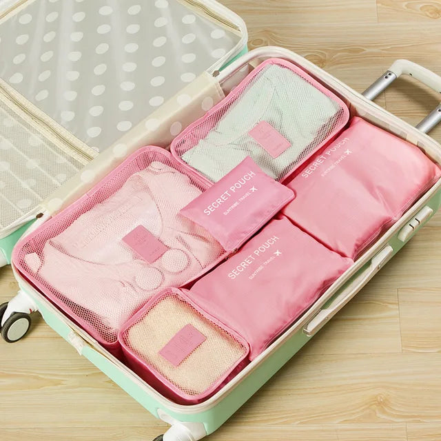 6-Piece Waterproof Packing Cubes Set – Travel Luggage Organizer Bags for Clothes & Accessories