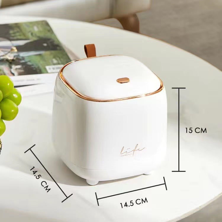 Desktop Trash Can with Lid – Press-Top Mini Waste Bin for Coffee Table, Office & Bathroom