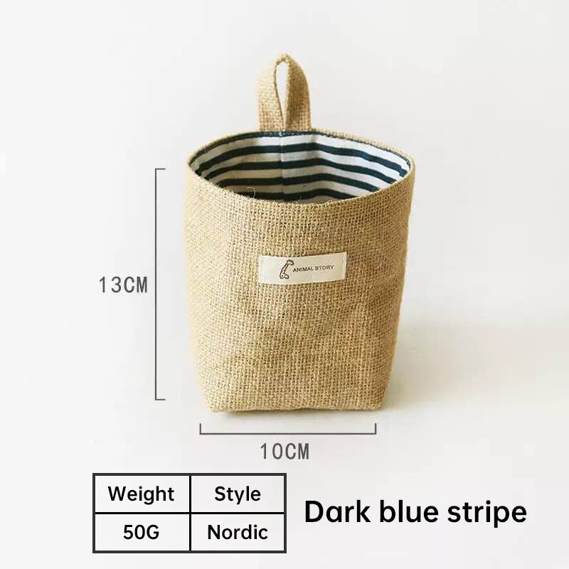 Cotton and Linen Storage Hanging Bag Wall Hanging Behind The Door Tabletop Debris Jute Storage Bag Bathroom