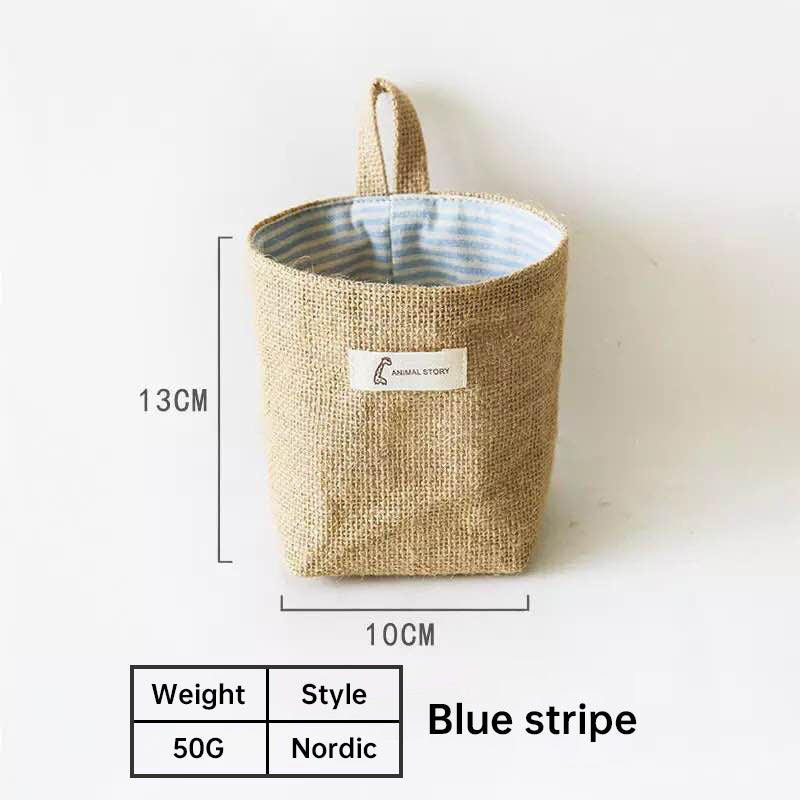 Cotton and Linen Storage Hanging Bag Wall Hanging Behind The Door Tabletop Debris Jute Storage Bag Bathroom
