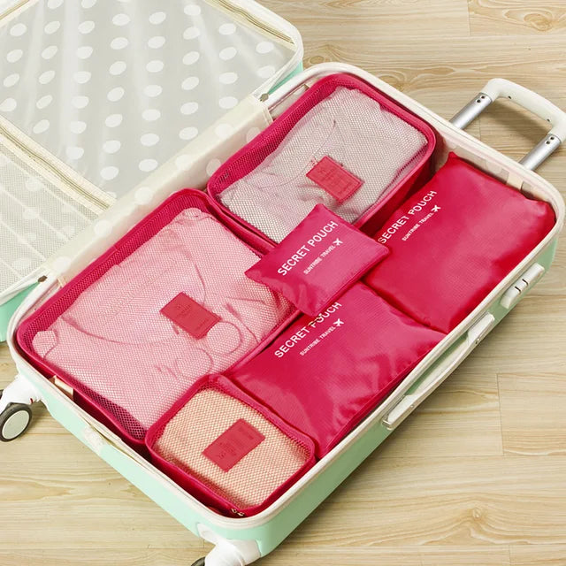 6-Piece Waterproof Packing Cubes Set – Travel Luggage Organizer Bags for Clothes & Accessories