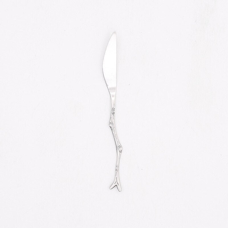 Stainless Steel Spoon Branch Pattern Knife Coffee Tea Spoon Dinnerware Cutlery Fruit Dessert Fork Stir Spoon Kitchen Accessories