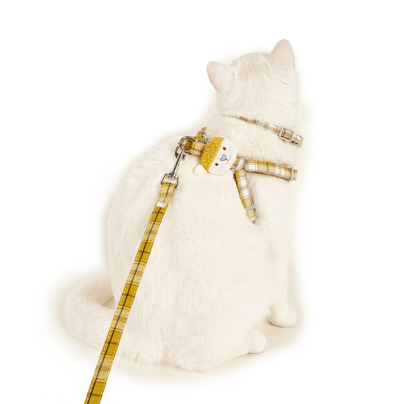 Plaid Adjustable Pet Harness & Leash Set – Anti-Slip Vest Harness for Cats & Small Dogs