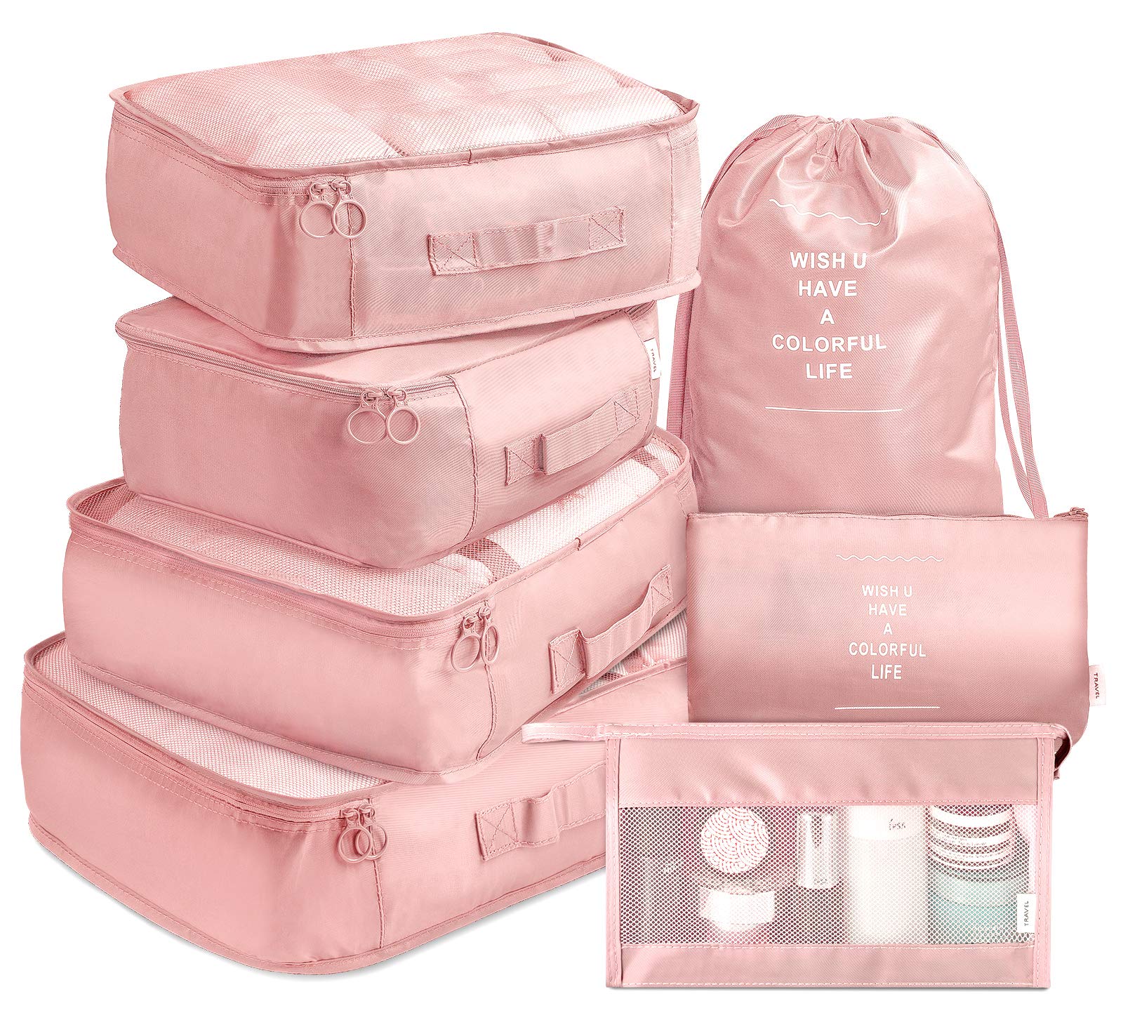 7-Piece Premium Packing Cubes Set – Thickened Travel Luggage Organizer Bags