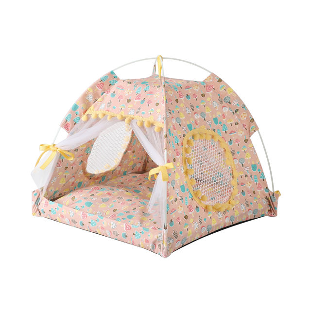 Foldable Pet Tent Bed – Breathable Washable Cat & Small Dog Tent with Cozy Cushion