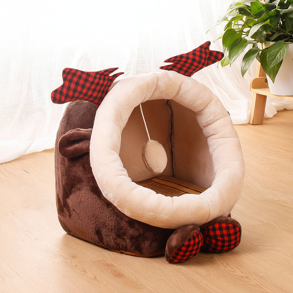 Plush Pet Bed – Cozy Pet Cave for Cats & Small Dogs | Soft Animal-Shaped Kennel