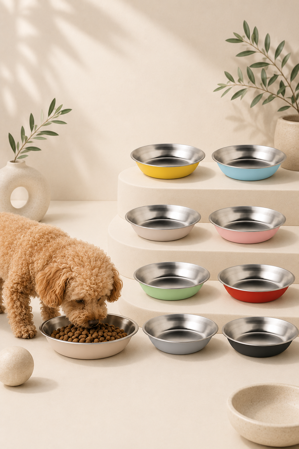 Stainless Steel Dog Bowl, Anti-Tip Dog Bowl, Pet Bowl, Cat Bowl, Food Bowl, Water Bowl, Silicone Bottom, Non-Slip Pet Food Bowl