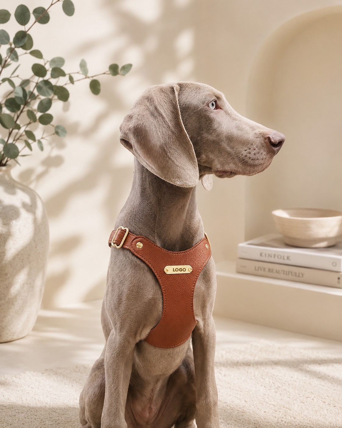 Leather Dog Harness and Leash Set