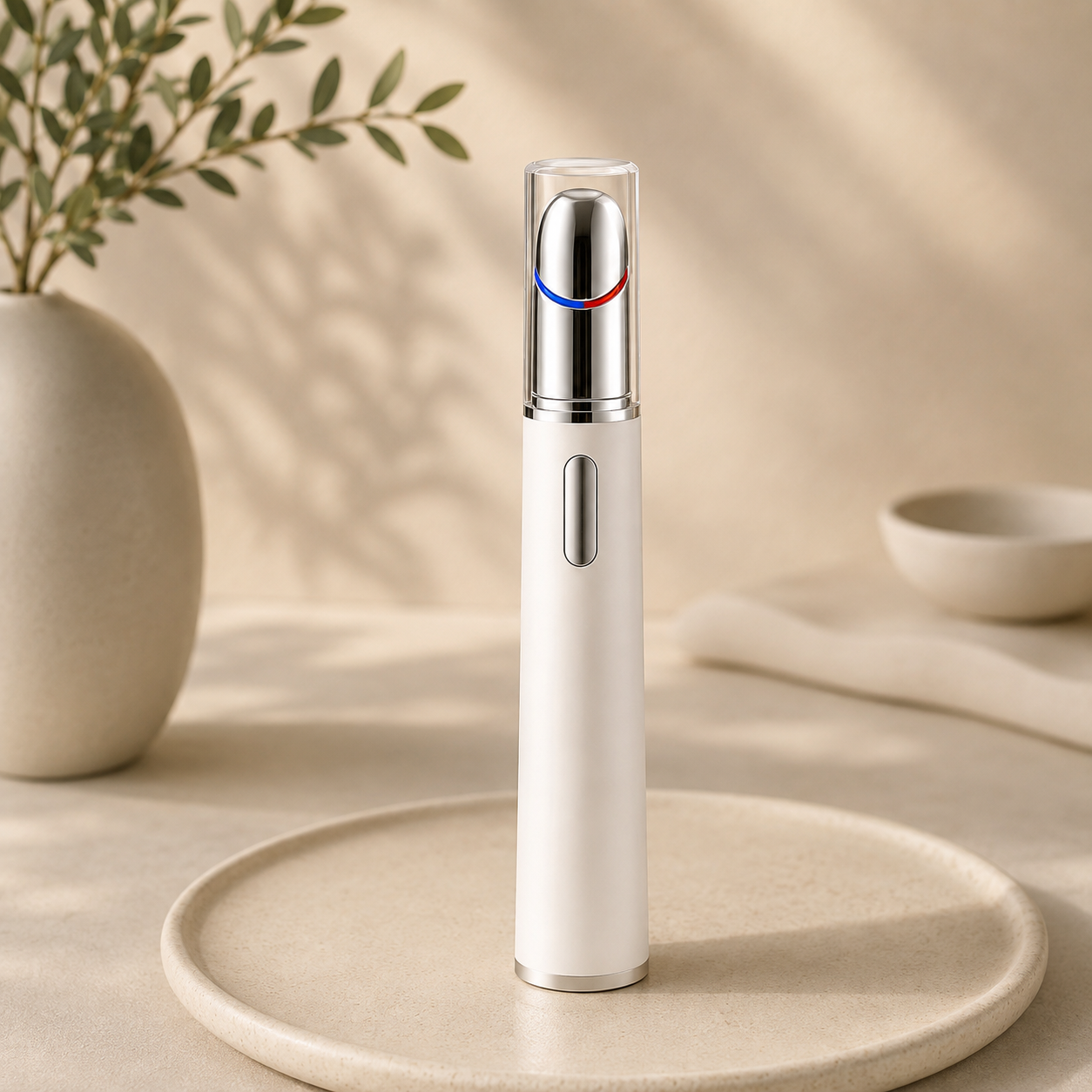 Electric Eye Massager with Cream Infusion, Lifting  Firming, Fine Line Reduction, Ion Light Therapy, Beauty Eye Pen