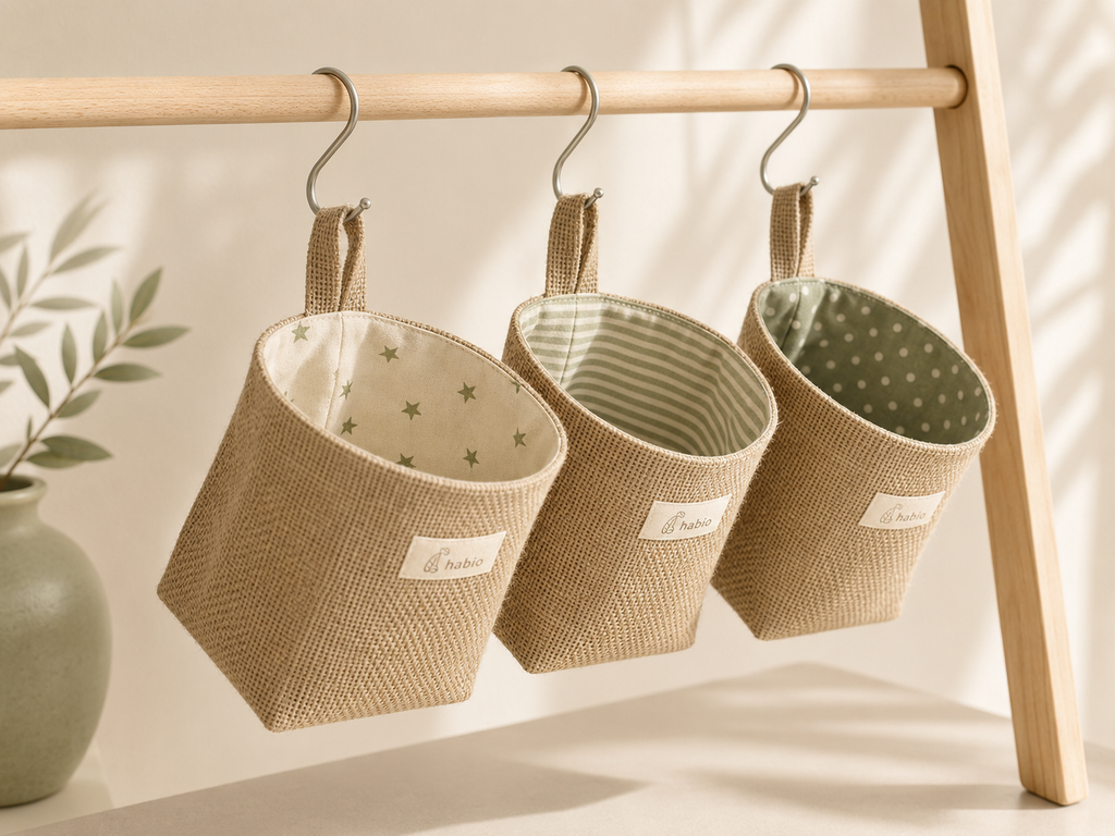 Cotton and Linen Storage Hanging Bag Wall Hanging Behind The Door Tabletop Debris Jute Storage Bag Bathroom