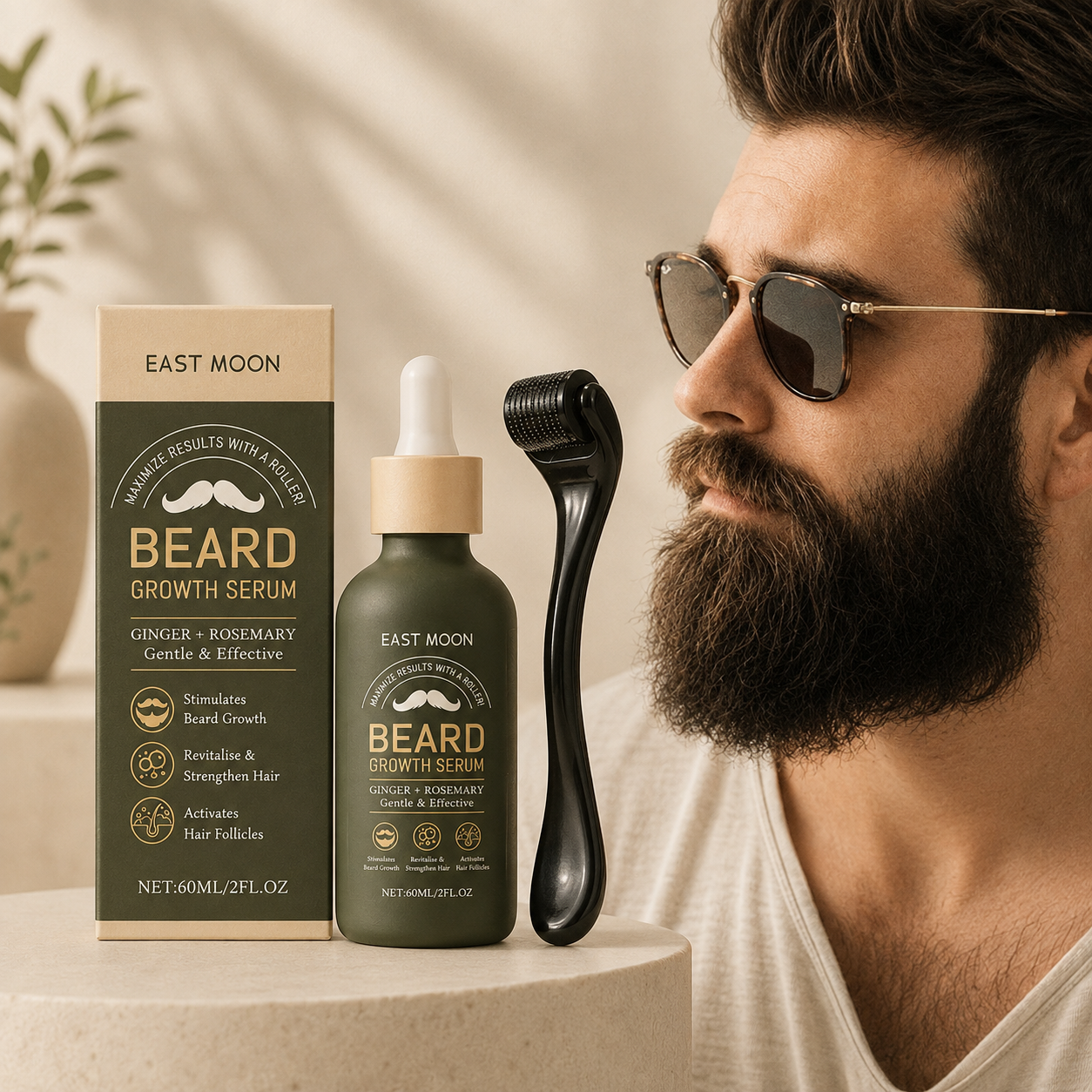 East Moon Men's Beard Care Oil Gentle Cleansing Nourishing and Softening Beard Essential Oil