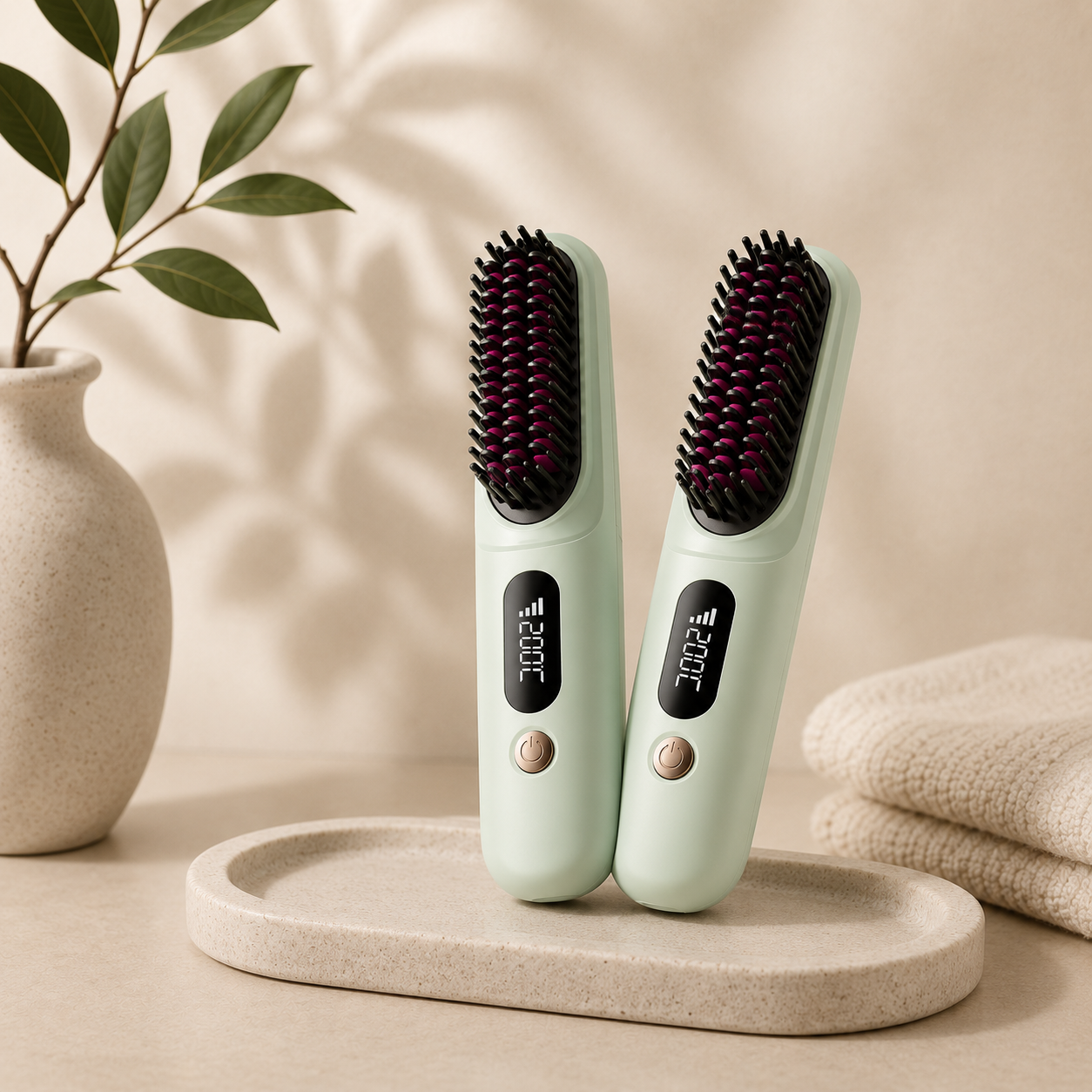 Cordless Hair Straightener & Curling Comb – Rechargeable Travel Hair Styler
