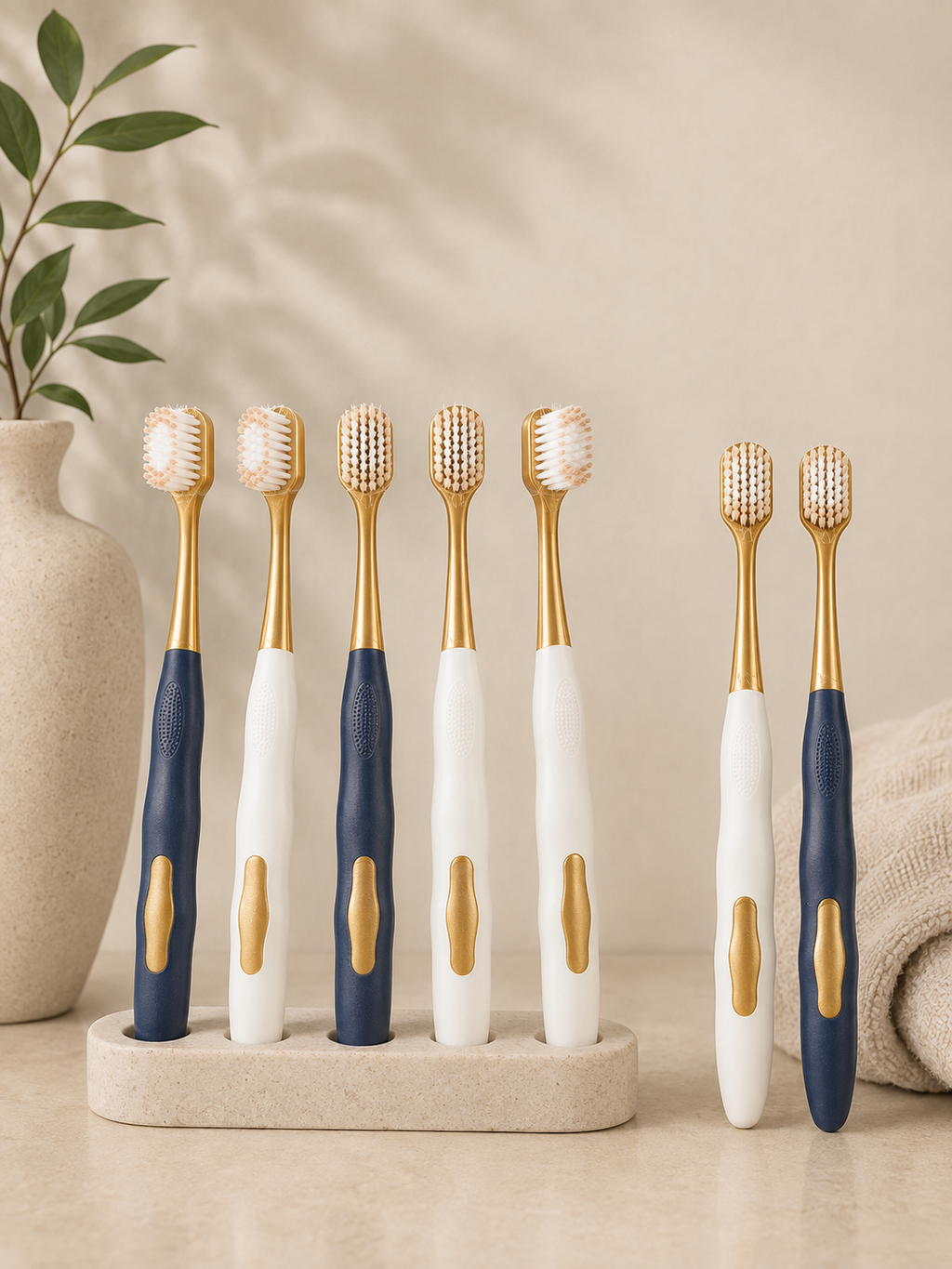 6-piece household adult wide-head travel soft-bristled toothbrush