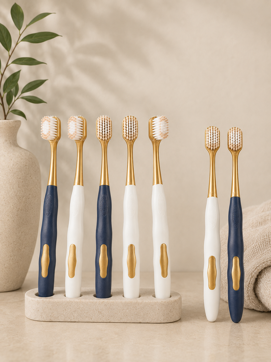 6-piece household adult wide-head travel soft-bristled toothbrush
