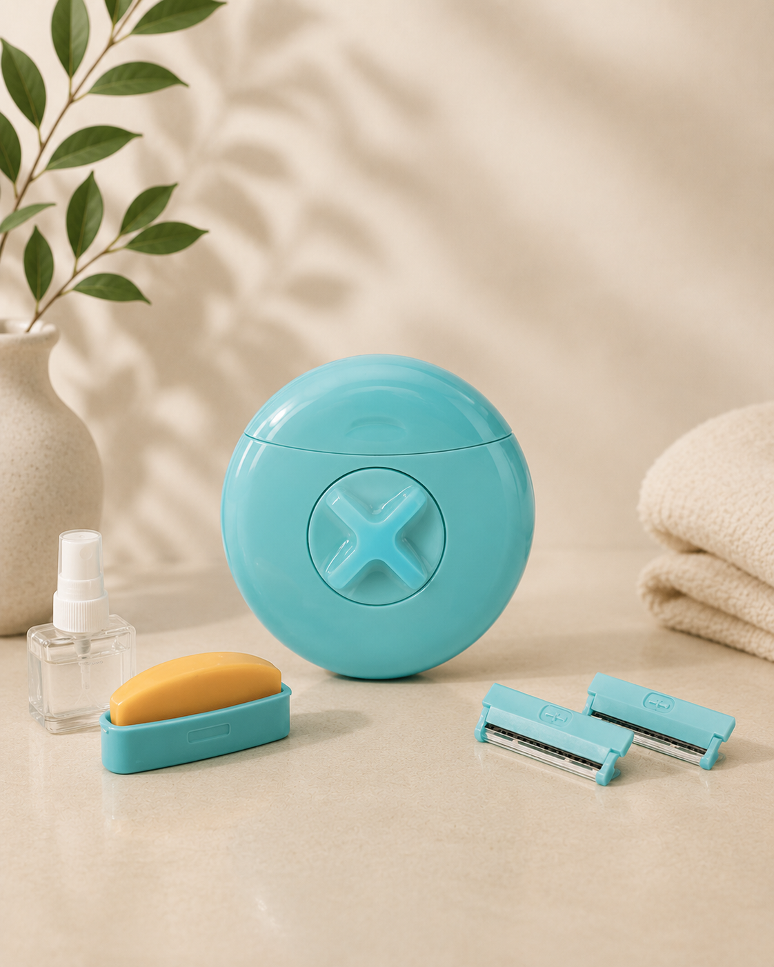 Portable Women's Shaver with Soap and Travel Case