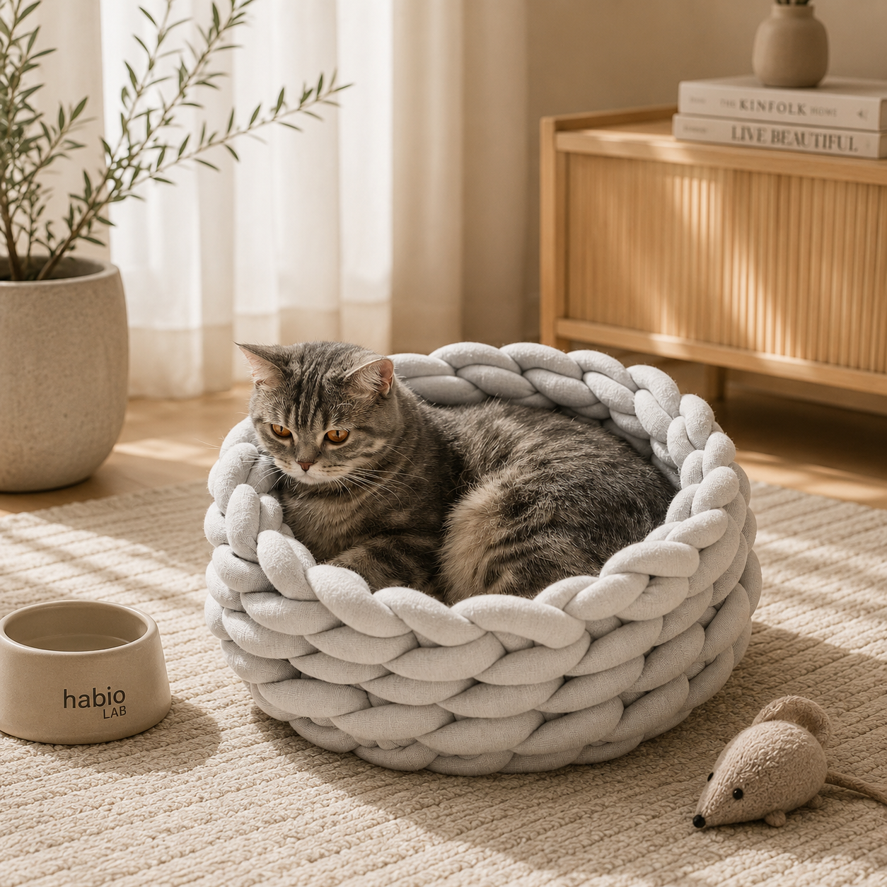 Calming Plush Round Pet Bed – Washable Soft Donut Bed for Cats & Small to Large Dogs