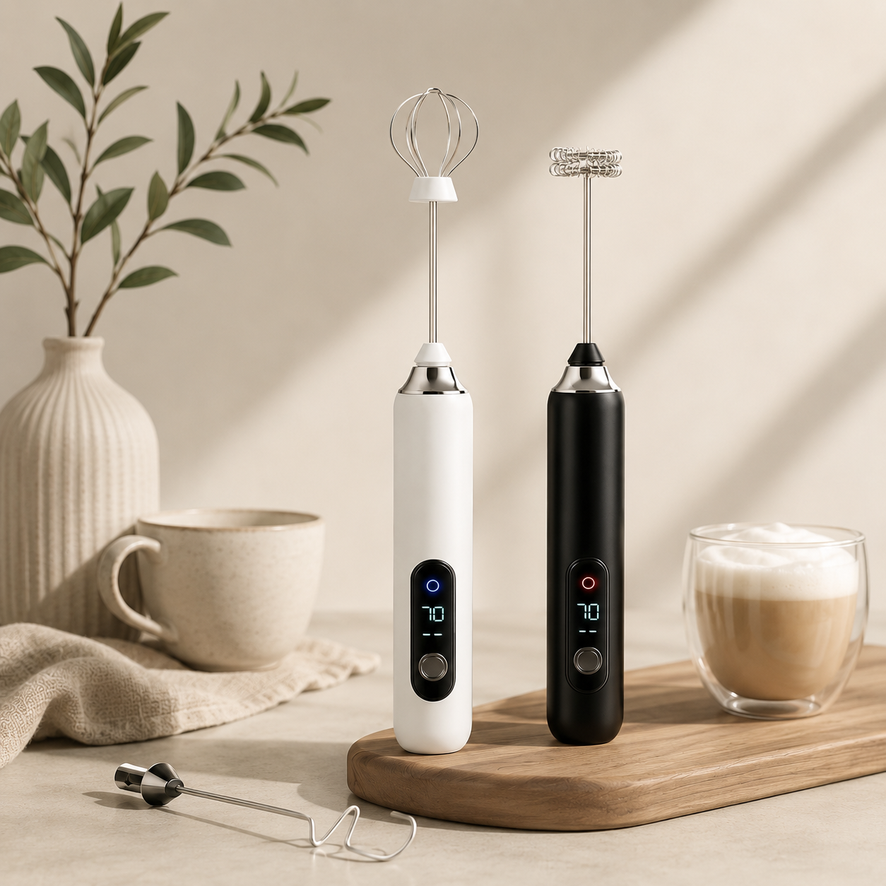 Handheld Milk Frother with Digital Display