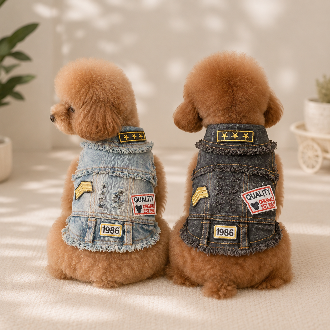 Vintage Denim Dog Jacket | Stylish Distressed Pet Vest
