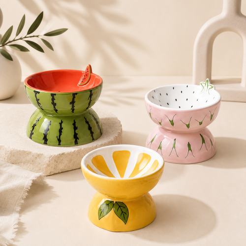 Ceramic Cat Food Bowl To Protect Cervical Vertebra Oblique Mouth Pet Bowl