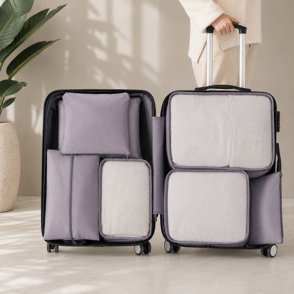 6-Piece Waterproof Packing Cubes Set – Travel Luggage Organizer Bags for Clothes & Accessories