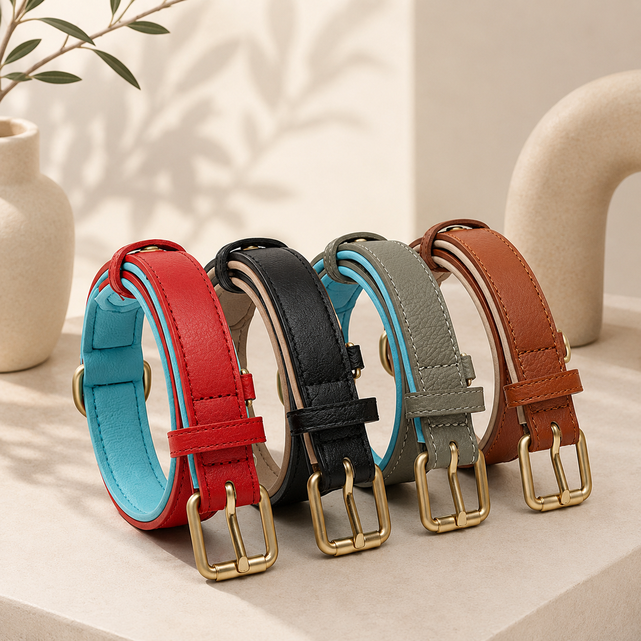 Luxury Leather Dog Collar – Wide Adjustable Wear-Resistant Collar for Dogs