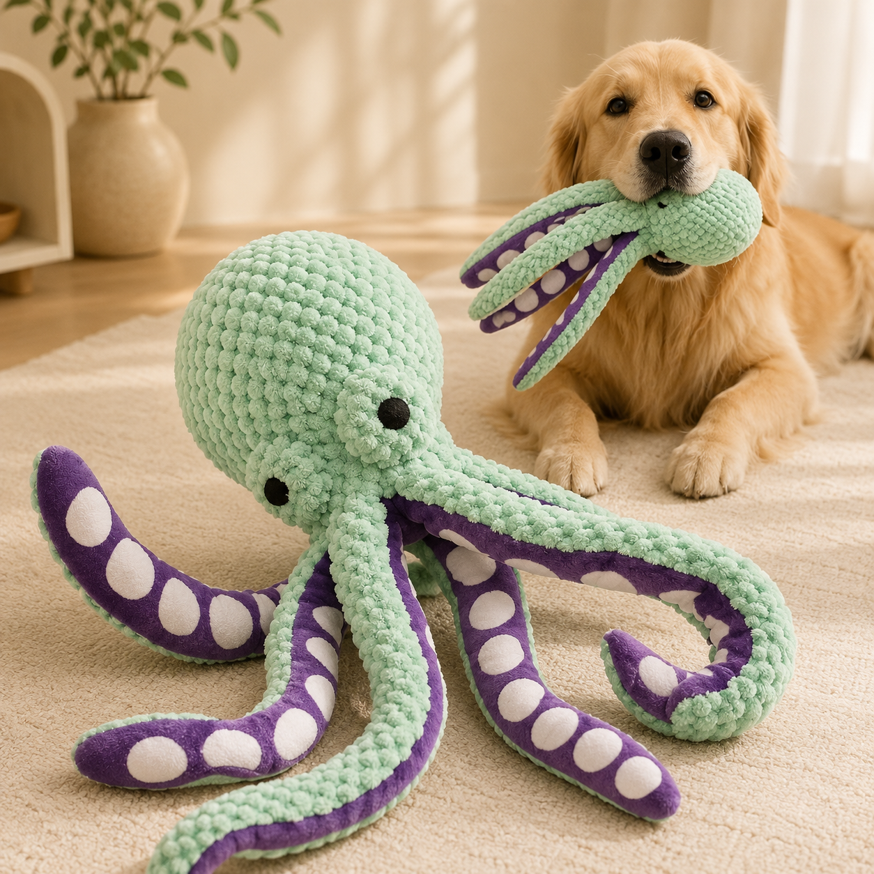 Pet Plush Toy Cat Dog Voice Octopus Shell Puzzle Toy Bite Resistant Interactive Pet Dog Teeth Cleaning Chew Toy Pet Supplies