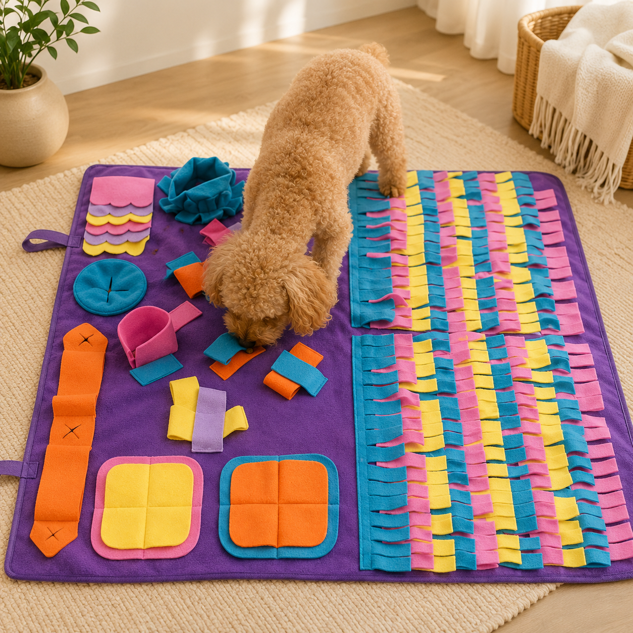 Pet Dog Snuffle Mat Pet Sniffing Training Blanket Detachable Fleece Pads Dog Mat Relieve Stress Nosework Puzzle Toy Pet Nose Pad