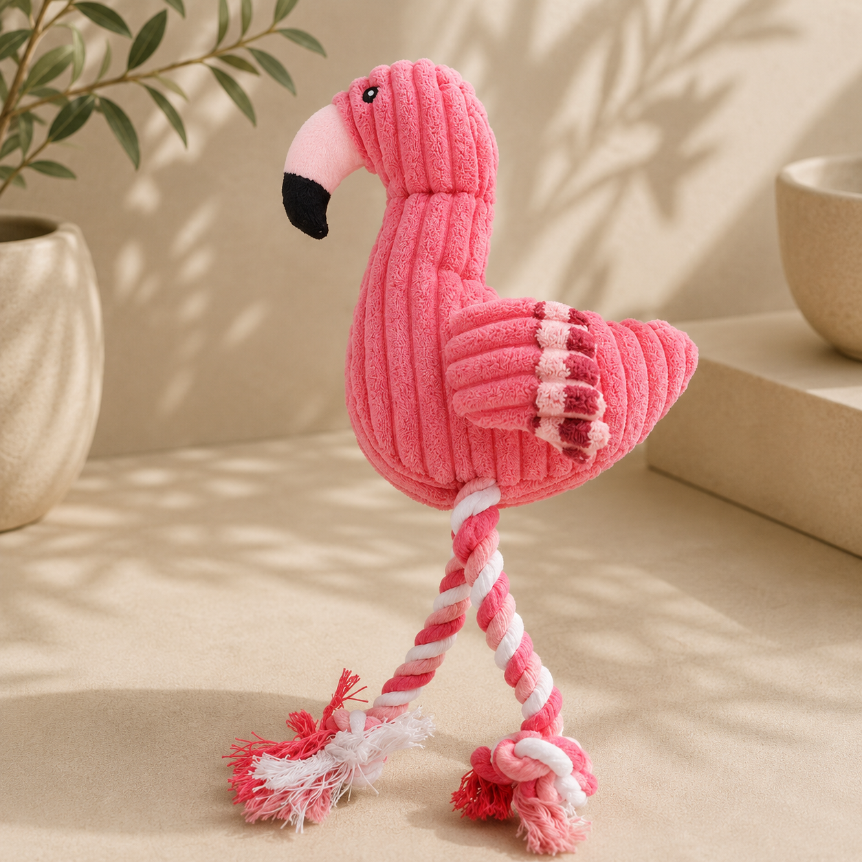 Plush, wear-resistant, grinding teeth, making noise pet toys, teeth cleaning, odor absorbing, flamingo dog toys