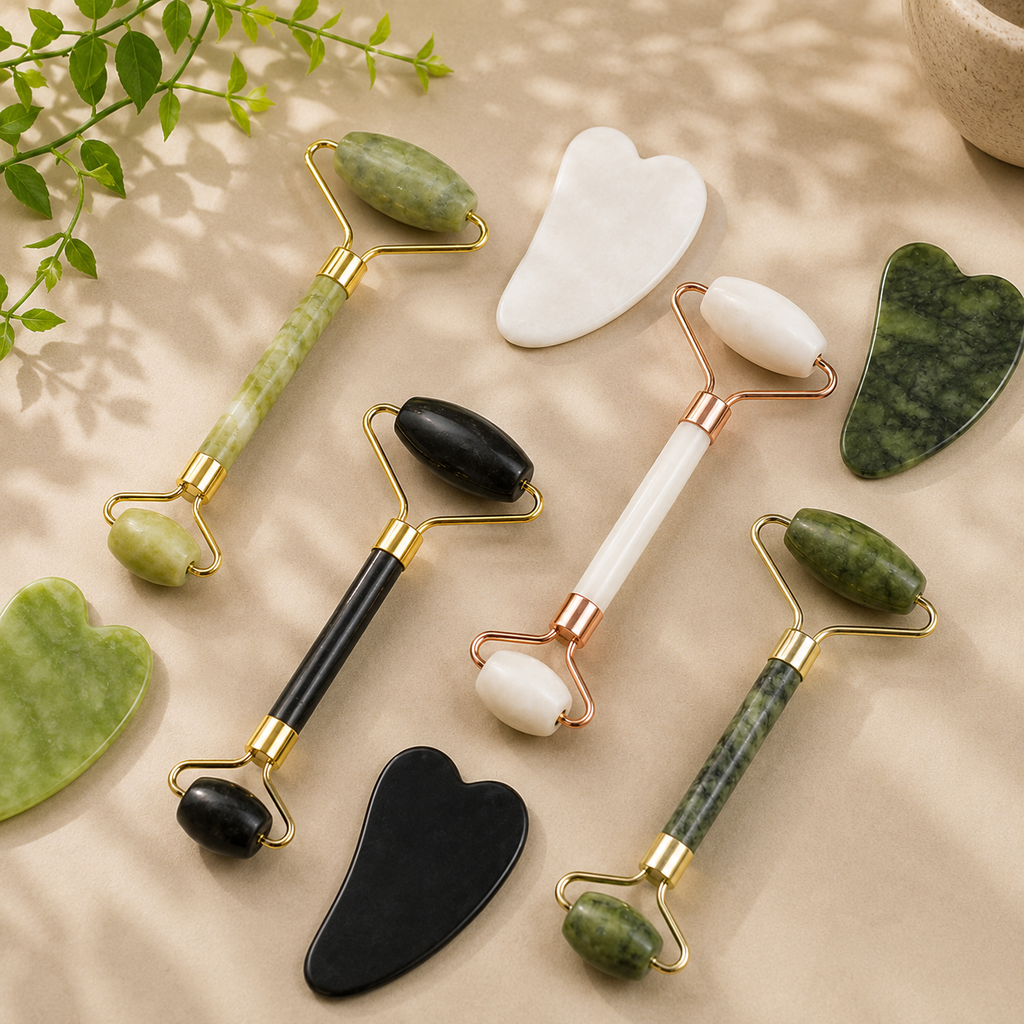 Natural Jade Facial Roller Massage Set