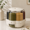 Rotatable Grain Storage Box, Divided Into Compartments, Household Insect Proof And Moisture-Proof Sealed Grain Storage Box